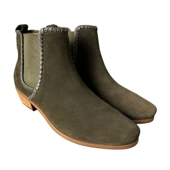 Jack Rogers NEW Green Suede Leather Booties Leather Strap Trim Women's Size 6 - Picture 4 of 11